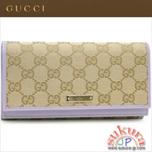 グッチ GGキャンバス　ラベンダー　190336　Wホック長財布