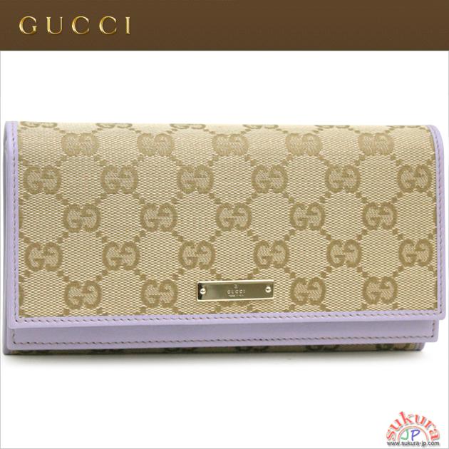 グッチ GGキャンバス　ラベンダー　190336　Wホック長財布
