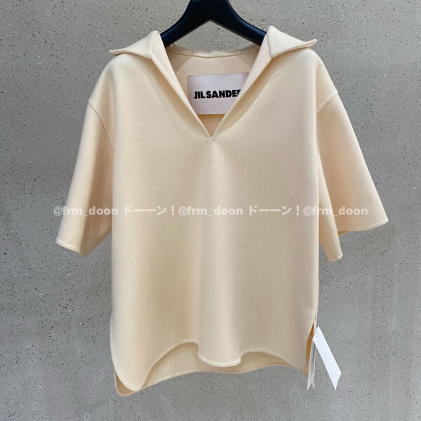 【ジルサンダー Tシャツ 偽物】20/21AW カシミア スキッパー トップス/ ホワイト
