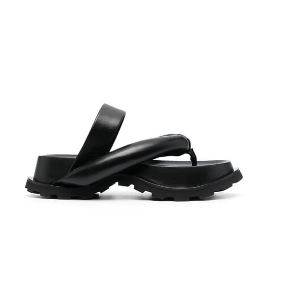 ジルサンダー サンダル 偽物 JIL SANDER シープレザー製 ラバーソール プラットフォームトング
