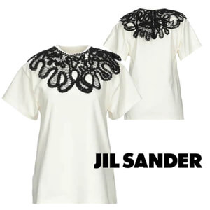 ジルサンダー Tシャツ コピー*Jil Sander*胸元のレースがお洒落レーススリット半袖