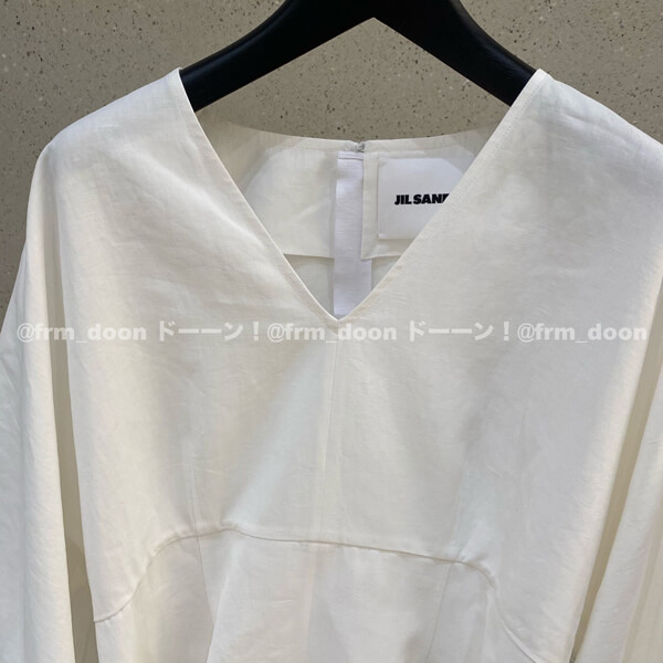 ジルサンダー トップス コピー【JIL SANDER】2021SS新作 リネン Vネック 切り替え JSPS561206 