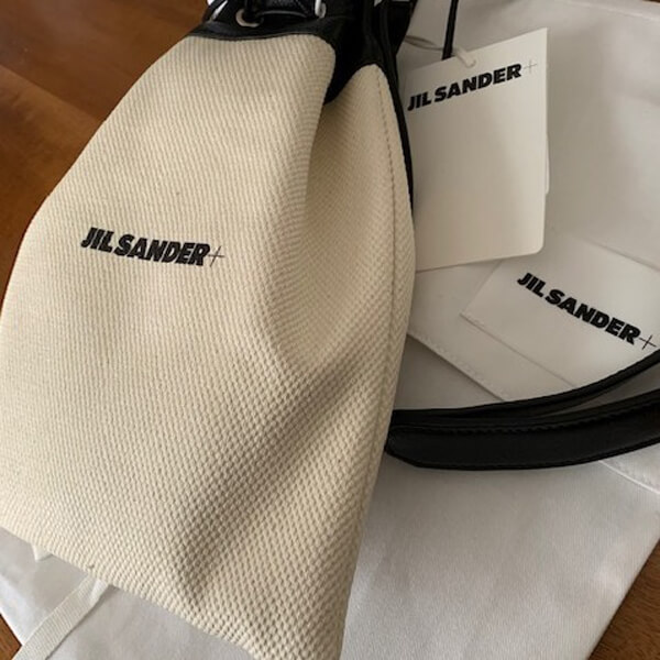 ジルサンダー バッグ コピー JIL SANDER+☆ロゴ ドローストリング キャンバス ポーチバッグ