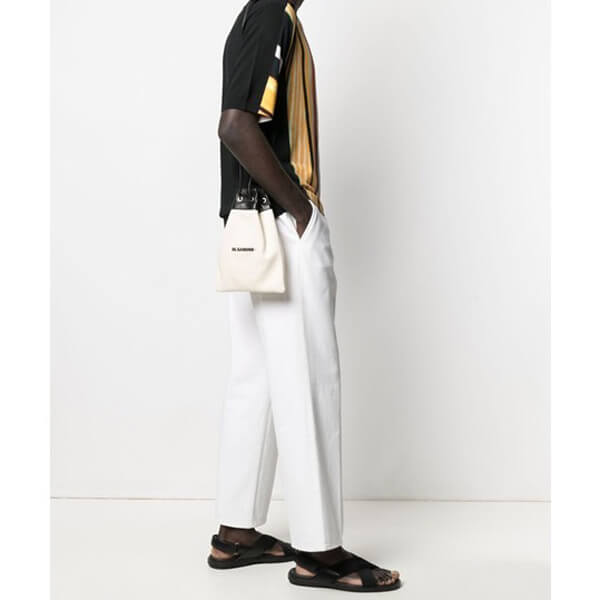 ジルサンダー バッグ コピー JIL SANDER+☆ロゴ ドローストリング キャンバス ポーチバッグ