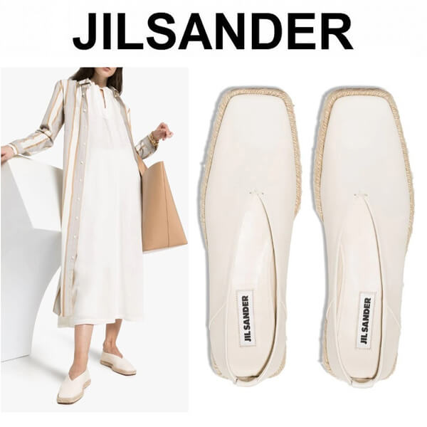 ジルサンダー エスパドリーユ 偽物★JIL SANDER★レザー ホワイト