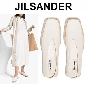 ジルサンダー エスパドリーユ 偽物★JIL SANDER★レザー ホワイト