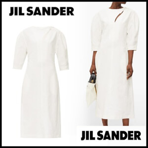 ジルサンダー コート コピー JIL SANDER*フロントスリット バルーンスリーブ ポプリンドレス