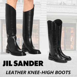 【ジルサンダー 偽物 革靴】Jil sander ジルサンダー レザー ロングブーツ 超限定意外性抜群