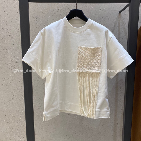 【ジルサンダー Tシャツ 偽物】パネルポケット フリンジ付き JSPS707051 WS248508