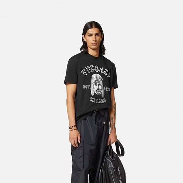ヴェルサーチェ ラ マスケラ ロゴ Tシャツ コピー 1009466-1A06895_1B000