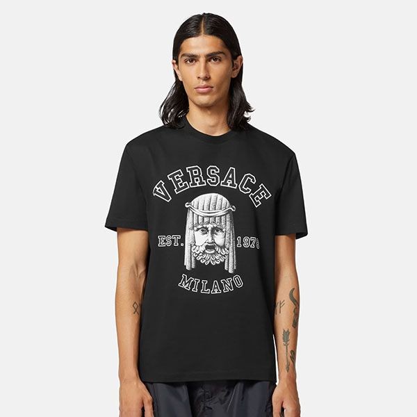 ヴェルサーチェ ラ マスケラ ロゴ Tシャツ コピー 1009466-1A06895_1B000