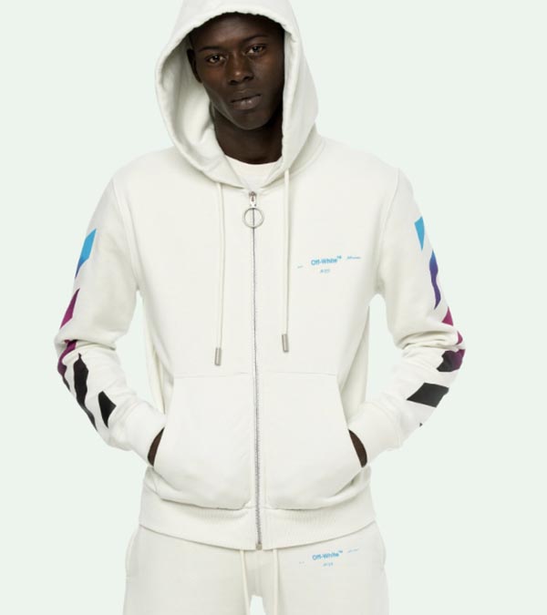 新作 オフ ホワイト レプリカ パーカー 偽物 tokyo Gradient print full-zip hoodie