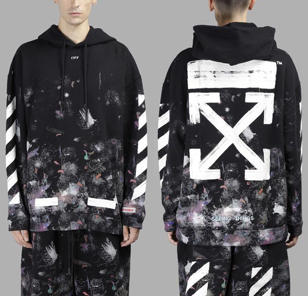 オフホワイト ギャラクシー パーカー 偽物 オフホワイト ギャラクシー OFF WHITE 17FW DIAG GALAXY BRUSHED OVER 東京HOODIE PARKA 芸能人