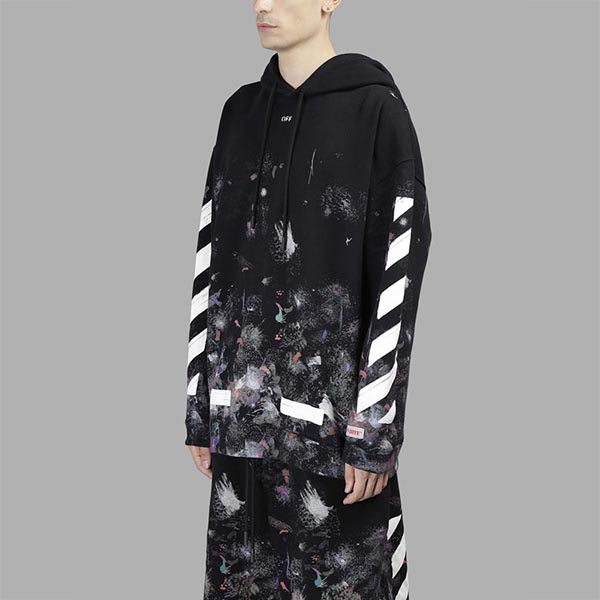 オフホワイト ギャラクシー パーカー 偽物 オフホワイト ギャラクシー OFF WHITE 17FW DIAG GALAXY BRUSHED OVER 東京HOODIE PARKA 芸能人