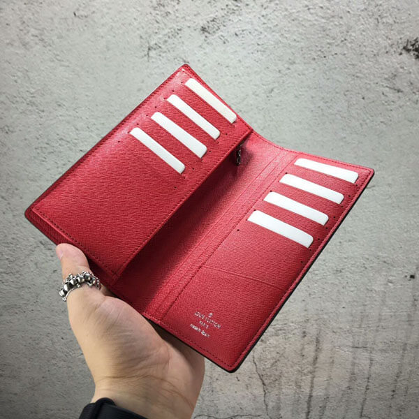21-22AW新作 シュプリーム ヴィトン 財布 偽物 ルイヴィトン × シュプリーム PF. BRAZZA SP EPI Wallet 長財布 赤