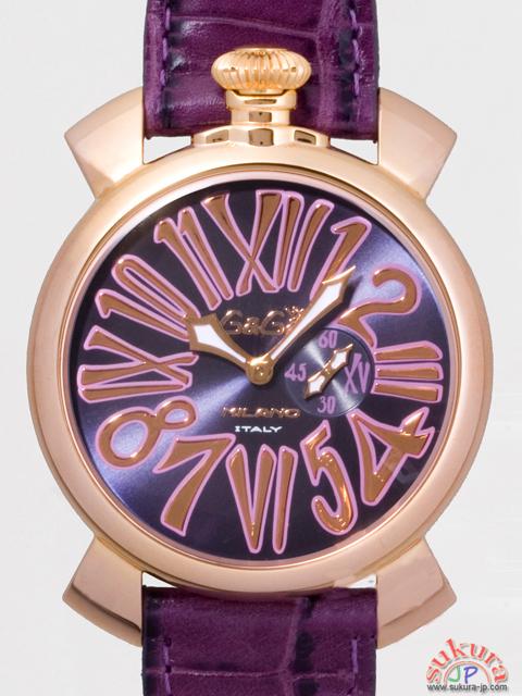 ガガミラノ コピー スリム 46mm クォーツ 5085.3 RGメッキ/バープル革