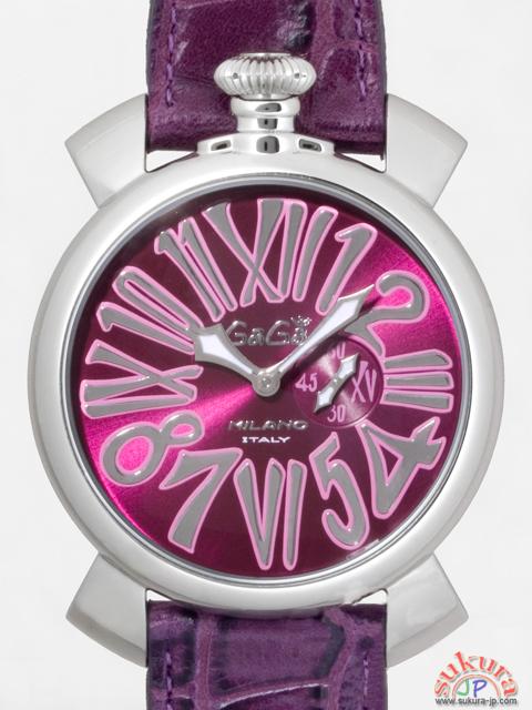 ガガミラノ コピー スリム 46mm クォーツ 5084.5 SS/ダークパープル革