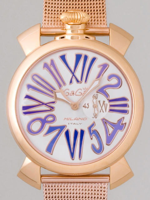 ガガ･ミラノスーパーコピー GAGAMILANO スリム　46mm　クォーツ z5081.3 RGメッキブレス シルバー/ライラックナンバー