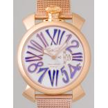 ガガ･ミラノスーパーコピー GAGAMILANO スリム　46mm　クォーツ z5081.3 RGメッキブレス シルバー/ライラックナンバー