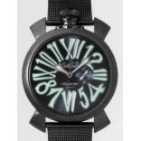 ガガ･ミラノスーパーコピー GAGAMILANO スリム　46mm　クォーツ z5082.2 SS(PVD)ブレス ブラック/グリーンナンバー