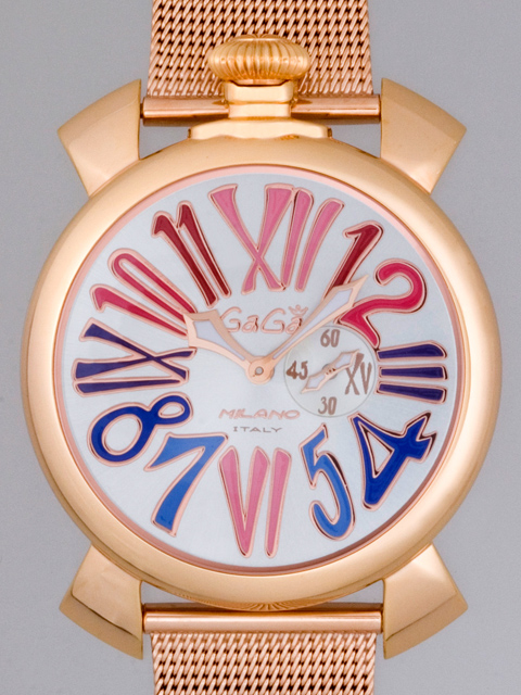 ガガ･ミラノスーパーコピー GAGAMILANO スリム 46mm クォーツ z5081.1 RGメッキブレス シルバー/マルチカラーナンバー