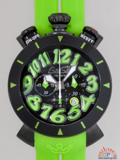ガガミラノコピー クロノ　48mm　クォーツ 6054.2 グリーンラバー