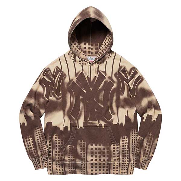 FW21 シュプリーム x ニューヨーク ヤンキース 偽物 パーカー エアブラシ フーデッド スウェットシャツ 3色