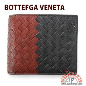 ボッテガヴェネタ 二つ折り財布 メンズ ブラック/レッド 193642 VBG81 2067
