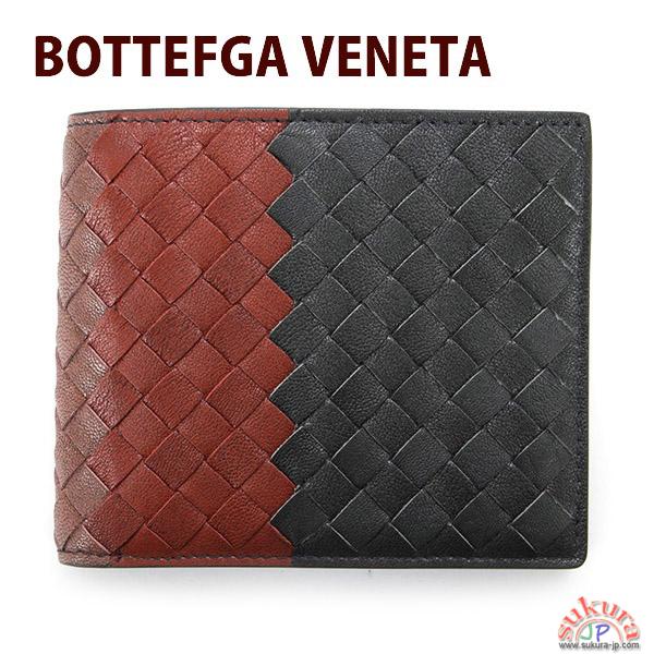 ボッテガヴェネタ 二つ折り財布 メンズ ブラック/レッド 193642 VBG81 2067