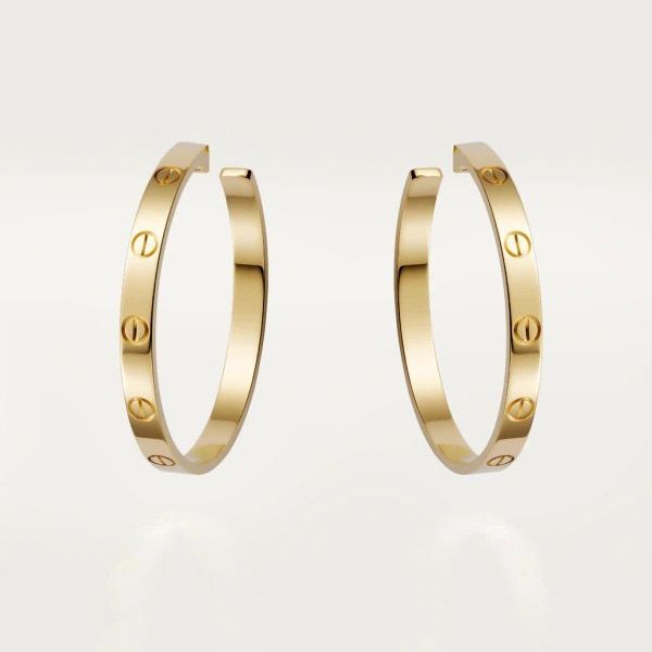お洒落に【カルティエ】Love 18K ゴールド フープ ビス イヤリング 偽物