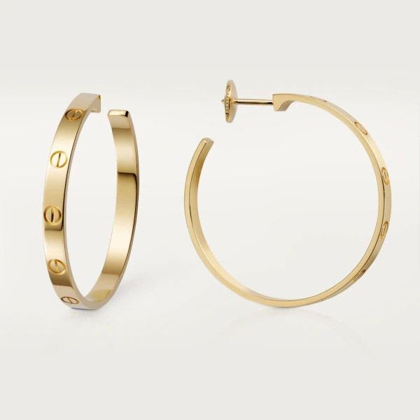 お洒落に【カルティエ】Love 18K ゴールド フープ ビス イヤリング 偽物