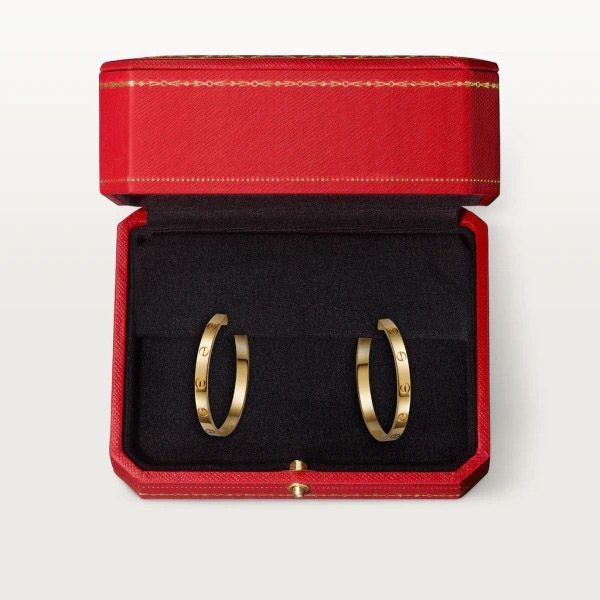 お洒落に【カルティエ】Love 18K ゴールド フープ ビス イヤリング 偽物