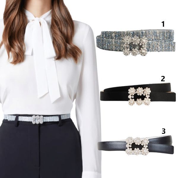 高品質ロジェヴィヴィエ ベルト 偽物 Flower Strass Buckle