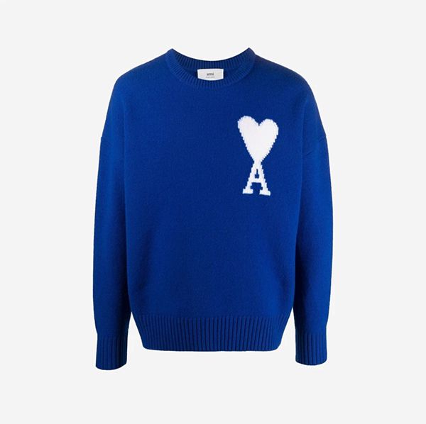 アミ 偽物★AMI★de Coeur オーバーサイズインターシャセーター ブルー☆関税込☆