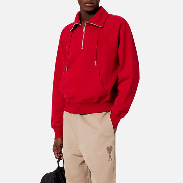 AMI PARIS 偽物フリース ハーフジップ スウェットシャツ