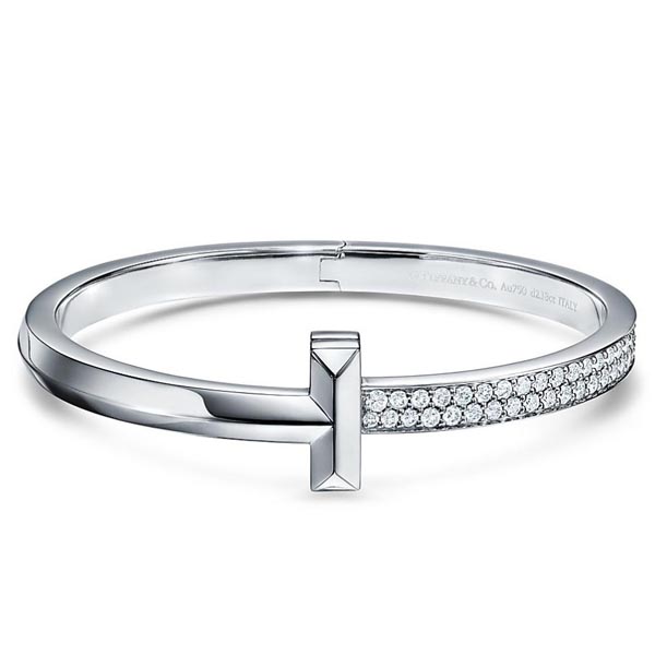 ティファニー Tブレスレット コピー 大人気★おしゃれ！バングル T1 Wide Diamond Hinged Bangle