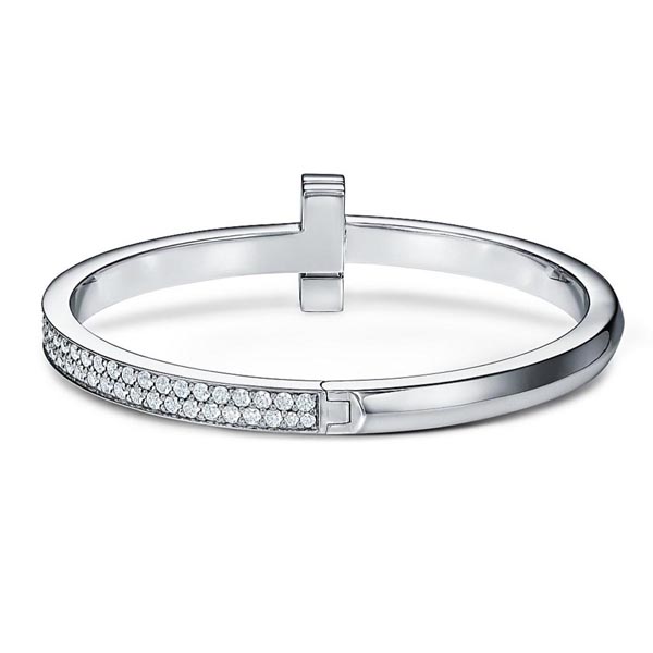 ティファニー Tブレスレット コピー 大人気★おしゃれ！バングル T1 Wide Diamond Hinged Bangle