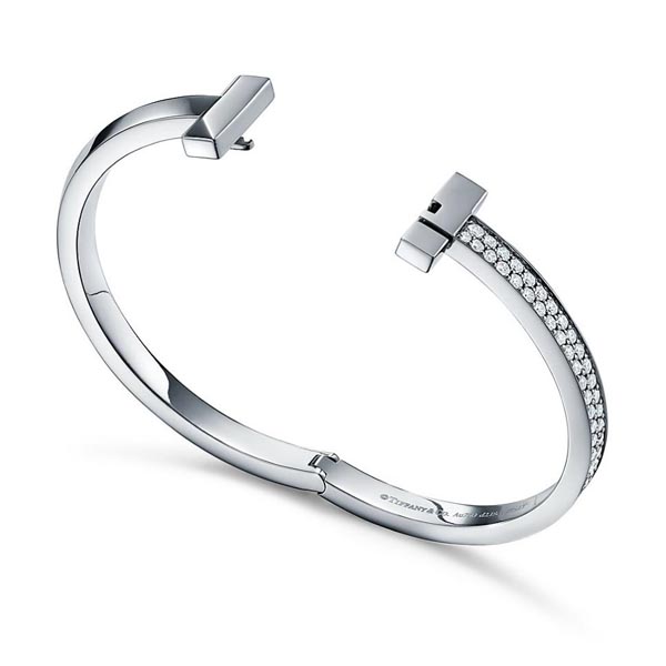 ティファニー Tブレスレット コピー 大人気★おしゃれ！バングル T1 Wide Diamond Hinged Bangle