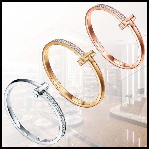 ティファニー Tブレスレット コピー 大人気★おしゃれ！バングル T1 Wide Diamond Hinged Bangle