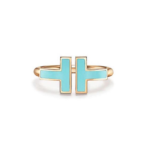 ティファニー T 偽物 指輪 人気Tiffany T ターコイズ スクエア リング 18K ゴールド