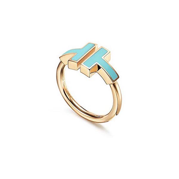 ティファニー T 偽物 指輪 人気Tiffany T ターコイズ スクエア リング 18K ゴールド