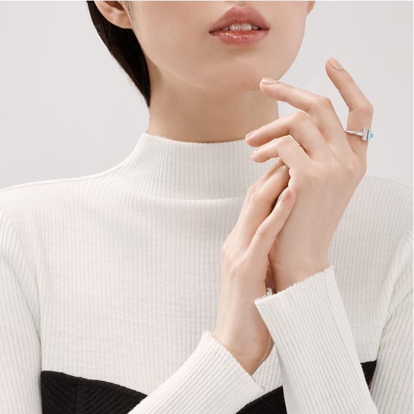 ティファニー Tリング コピー【新作】Tiffany T ターコイズスクエアリング ダイヤ付き18K