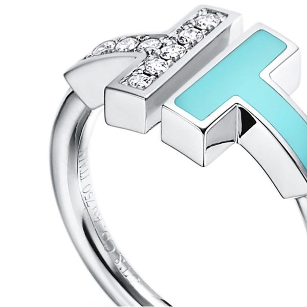 ティファニー Tリング コピー【新作】Tiffany T ターコイズスクエアリング ダイヤ付き18K