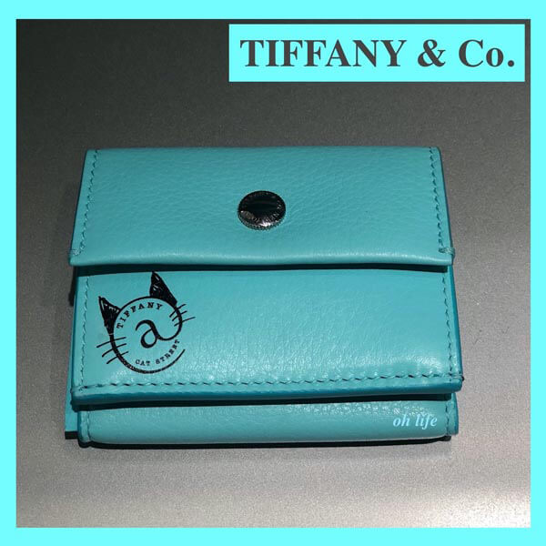 ティファニー キャットストリート財布 コピー TIFFANY ネコモチーフ​★猫 ​ストアロゴ入り★2021新作 ​小型二つ折り財布