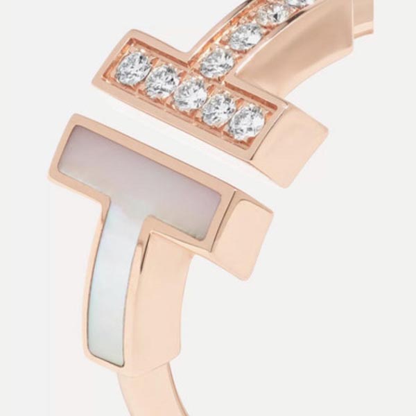 ティファニー Tリング 偽物【新作】Tiffany T マザーオブパール　リング ダイヤ付き18K