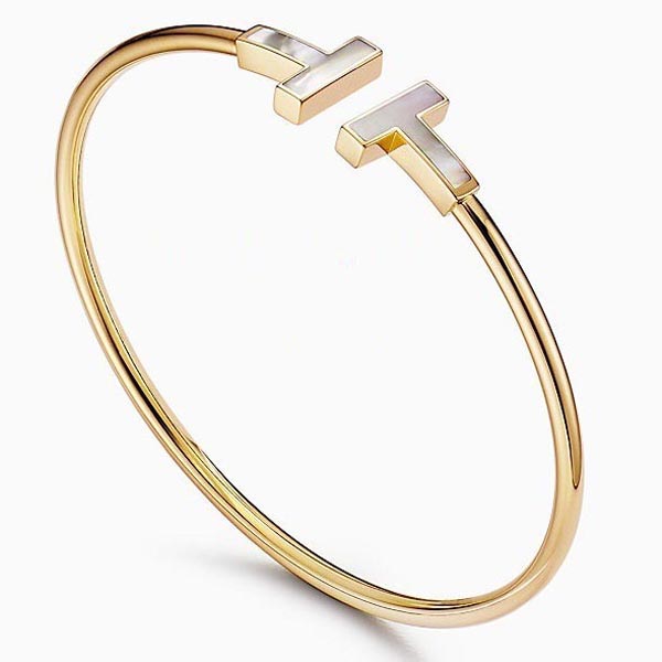 ティファニー Tブレスレット 偽物【Tiffany&Co.】大人気☆Mother-of-pearl Wire Bracelet 18K GOLD