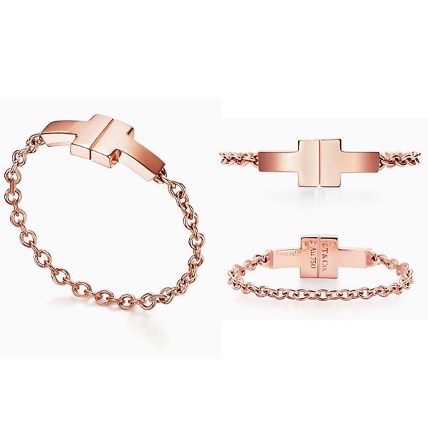 ティファニーT リング 偽物[Tiffany & Co] ティファニー T Two Chain Ring Gold/Rose Gold