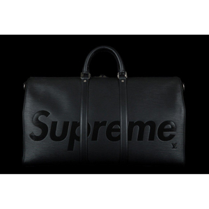 ルイヴィトン×シュプリームコピー M53433 17aw シュプリーム   KEEP.45 BA.SP EPI DWT NOIR エピ キーポルバンドリエール45  ボストンバッグ エピレザーノワールブラックユニ
