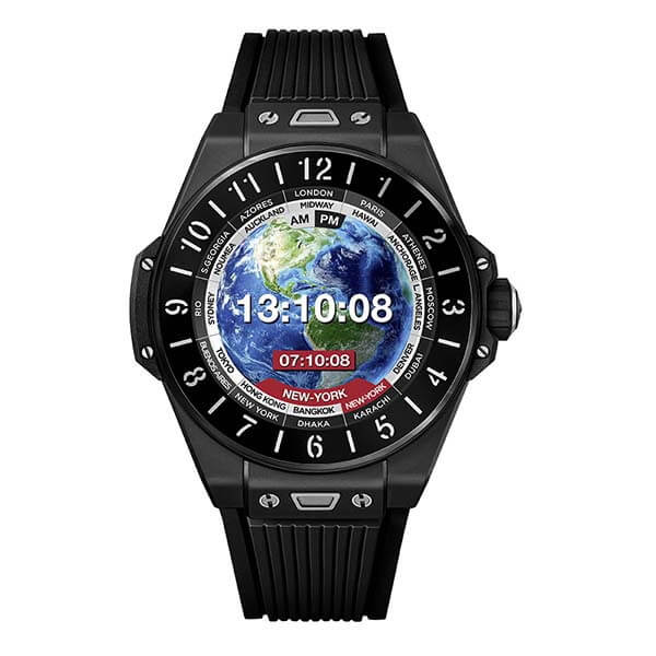 ウブロ スマートウォッチ スーパーコピー ビッグバン HUBLOT e ブラックセラミック クロノグラフ ムーンフェイズ GMT メンズ 440.CI.1100.RX