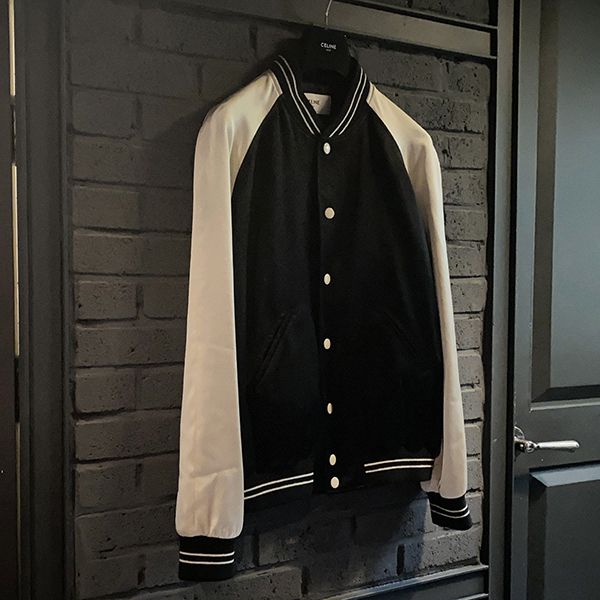 ☆21SS セリーヌ テディ ジャケット 偽物 スタッズロゴ BLACK